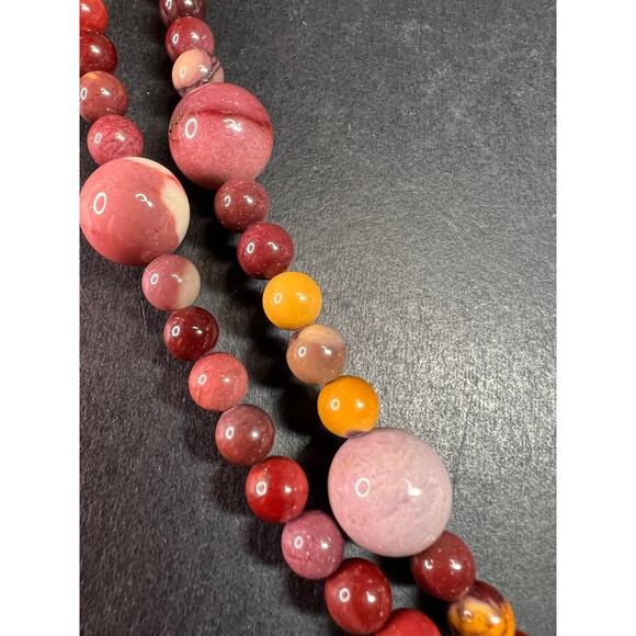 NEW Mookaite Jasper station 36 inch necklace with sterling silver clasp - Picture 3 of 15